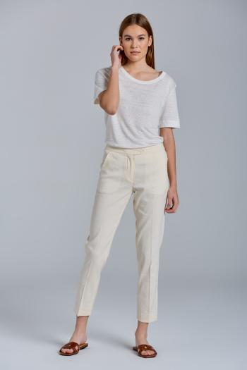 KALHOTY GANT D2. STRETCH LINEN TAPERED PANTS bílá 38