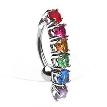 Šperky4U Piercing do pupíku - barevné kamínky - WP01159