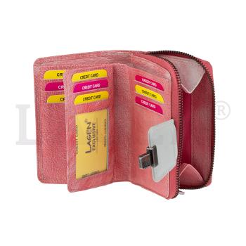 Lagen Dámská peněženka kožená 4495 Růžová/Světle šedá