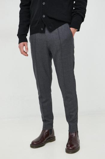 Vlněné kalhoty Michael Kors pánské, šedá barva, přiléhavé