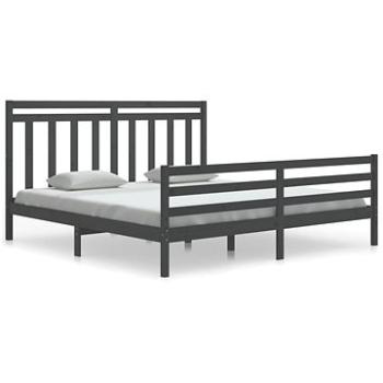Rám postele šedý masivní dřevo 180 × 200 cm Super King, 3105332 (3105332)