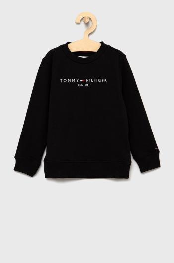 Dětská bavlněná mikina Tommy Hilfiger černá barva, s aplikací