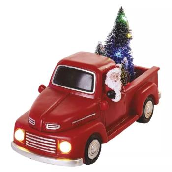 EMOS LED červené auto se Santou a vánočními stromky DCLW09