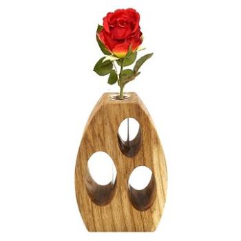 AMADEA Dřevěná váza oblá s otvory, masivní dřevo, výška 12 cm (25768-00)