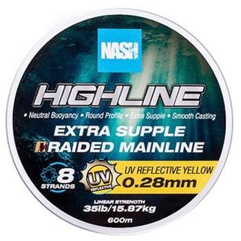 Nash splétaná šňůra highline extra supple braid uv yellow 600 m - 0,28 mm 15,87 kg