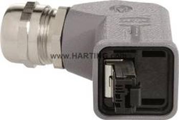 Propojka RJ45 Harting 09 45 115 1104, IP65 / 67, zástrčka zahnutá, Push-Pull, šedá