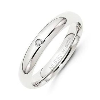 NUBIS® NB101-4-ZR Stříbrný prsten šíře 4 mm, zirkon - velikost 60 - NB101-4-ZR-60