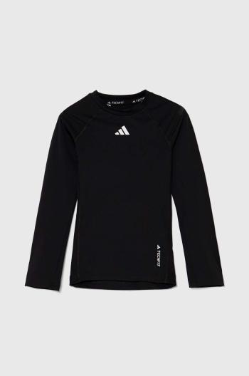 Dětské tričko s dlouhým rukávem adidas černá barva, s potiskem