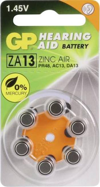 Knoflíkový článek ZA 13 zinko-vzduchová GP Batteries GPZA13 / PR48 290 mAh 1.4 V 6 ks