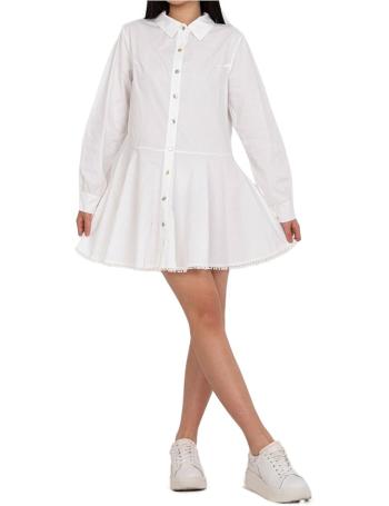 Bílé košilové mini šaty s krajkou na sukni vel. ONE SIZE