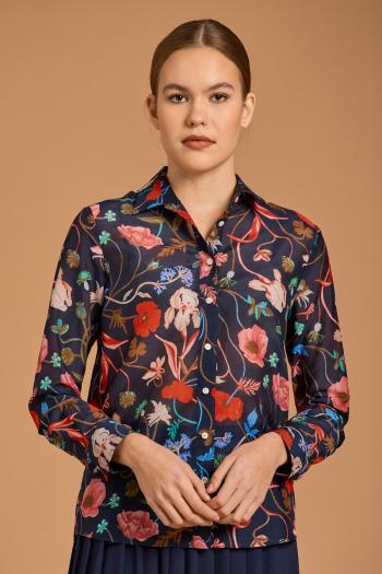 KOŠILE GANT D2. REG WILD FLORAL COT SILK SHIRT modrá 34