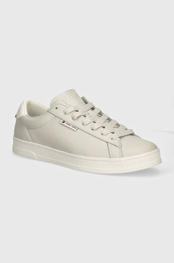 Kožené sneakers boty Tommy Jeans TJM LEATHER LOW CUPSOLE černá barva, EM0EM01374