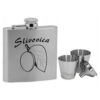 Lucca di Maggio® Ocelová kapesní lahev - placatka 180ml + 2 kalíšky 30ml a trychtýřek - 97059