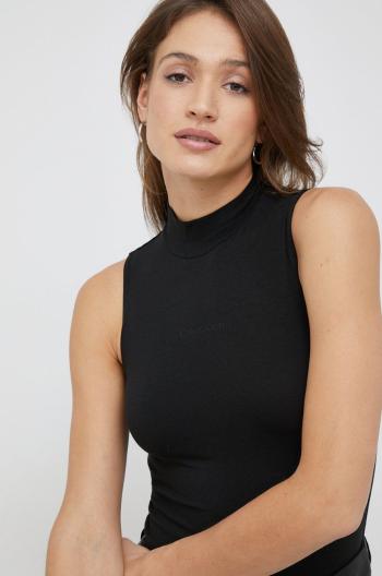 Top Calvin Klein dámský, černá barva, s pologolfem
