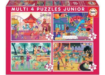 EDUCA Puzzle Zábavní park a Dětská párty 4v1 (20,40,60,80 dílků)