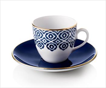 Turecký kávový set 4 šálků s podšálky, modrá "Bleu Blanc" - Selamlique