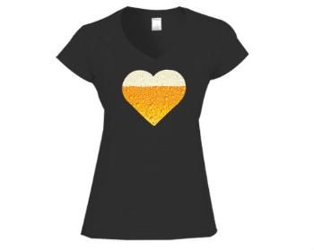 Dámské tričko V-výstřih Pivní srdce