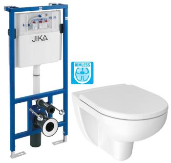 předstěnový instalační systém bez tlačítka + WC JIKA LYRA PLUS RIMLESS + SEDÁTKO DURAPLAST H895652 X LY1