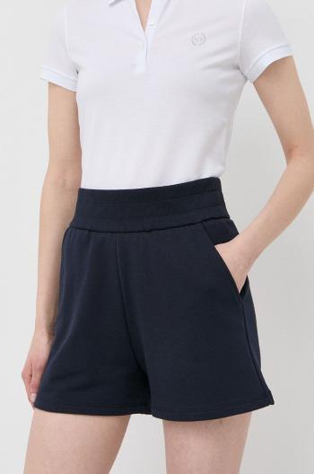 Kraťasy Armani Exchange dámské, tmavomodrá barva, hladké, high waist