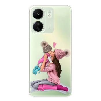 Odolné silikonové pouzdro iSaprio - Kissing Mom - Brunette and Girl - Xiaomi Redmi 13C