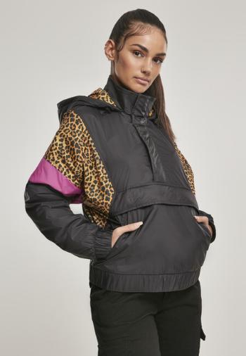 Urban Classics Ladies AOP Mixed Pull Over Jacket black/snowleo/lightasphalt - XL