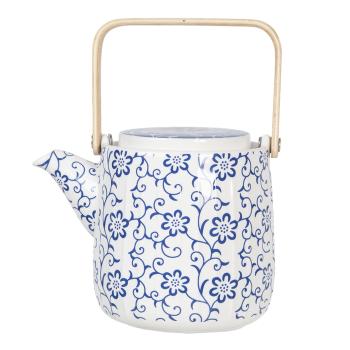 Porcelánová konvička na čaj s modrými květy - 0,8L 6CETE0094