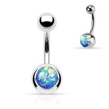 Šperky4U Piercing do pupíku - banánek modrý opál - BS1058-B