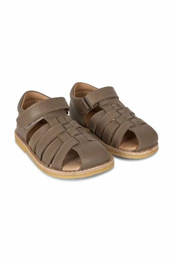 Dětské kožené sandály Konges Sløjd šedá barva