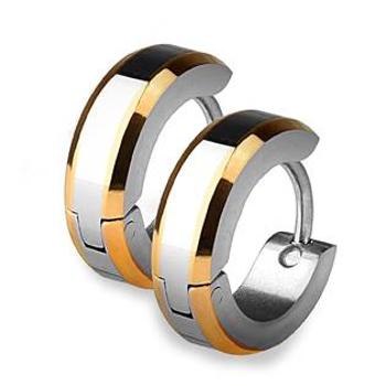 Šperky4U Ocelové náušnice - kroužky se zlacenými okraji - OPN1270-RD