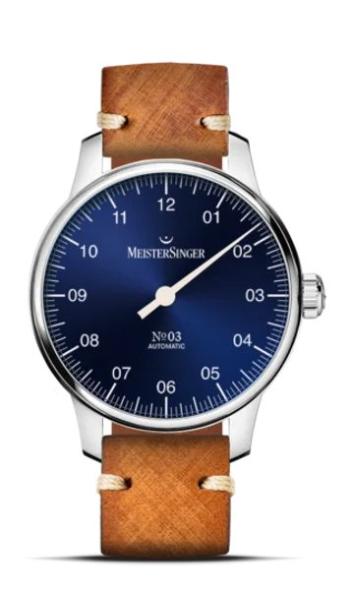 MeisterSinger N°03 38mm BM9908 - Světle hnědý vintage řemínek