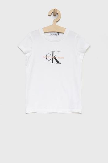 Dětské tričko Calvin Klein Jeans bílá barva