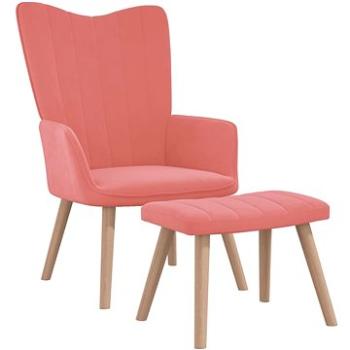 Relaxační křeslo se stoličkou růžové samet , 327670 (327670)