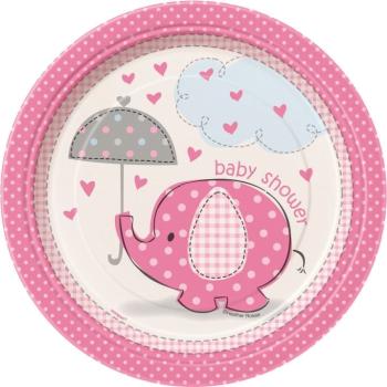 Talíře umbrellaphants "Baby shower" - Holka / Girl -17 cm, 8 ks - UNIQUE