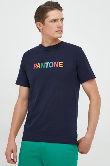 Bavlněné tričko United Colors of Benetton tmavomodrá barva, s potiskem