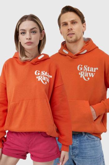 Mikina G-Star Raw oranžová barva, s potiskem