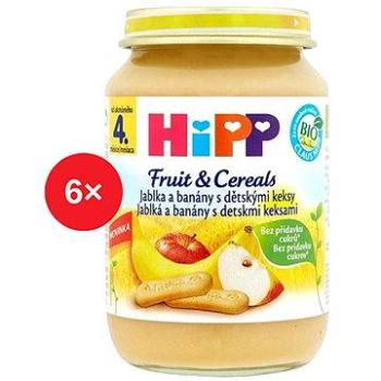HiPP BIO Jablka a banány s dětskými keksy od uk. 4.-6. měsíce, 6 × 190 g (4062300279506)