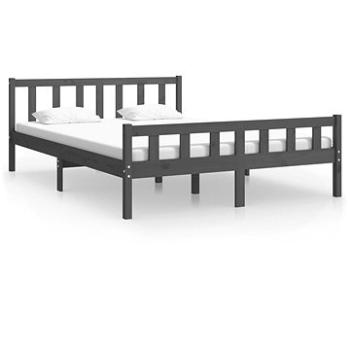 Rám postele šedý masivní dřevo 140 × 200 cm, 810681 (810681)
