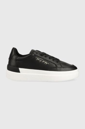 Sneakers boty Tommy Hilfiger Th Signature Leather černá barva