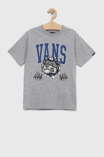 Dětské tričko Vans VARSITY BULLDOG SS Athletic Heathe šedá barva, s potiskem
