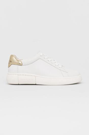 Kožené boty Kate Spade bílá barva, na plochém podpatku