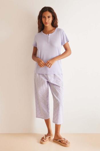 Bavlněné pyžamo women'secret COTTON SET fialová barva, bavlněná, 3598026