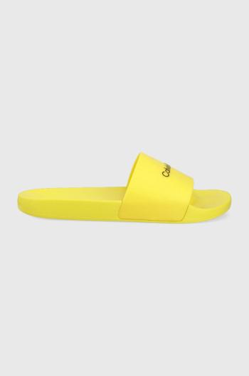Pantofle Calvin Klein pánské, žlutá barva