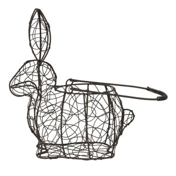 Hnědý dekorační drátěný košík ve tvaru králíka - 20*12*24 cm 6Y4659