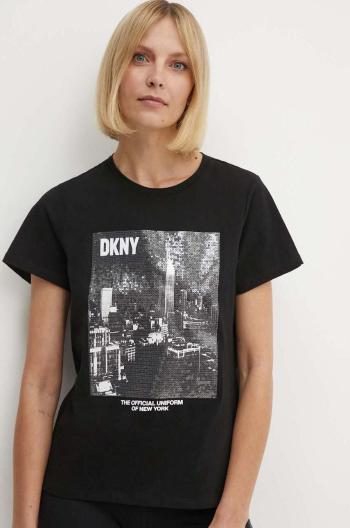 Bavlněné tričko Dkny černá barva, DP4T9725