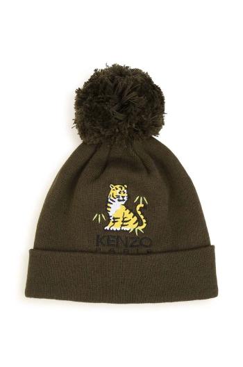 Čepice s příměsí kašmíru pro děti Kenzo Kids zelená barva