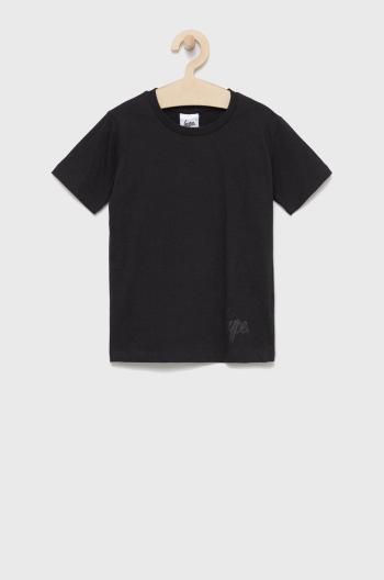 Dětské bavlněné tričko Hype černá barva, hladký