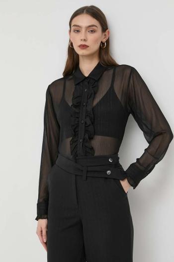 Košile Silvian Heach dámská, černá barva, regular, s klasickým límcem
