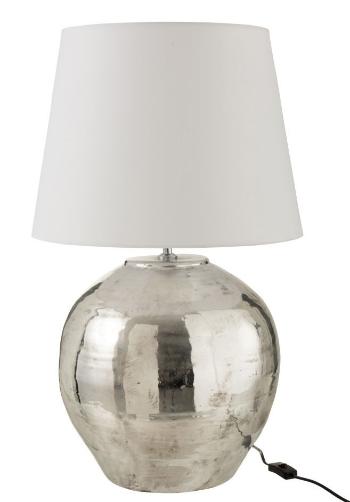Stříbrná lampa s bílým stínidlem Arya - Ø 37*73 cm 1165