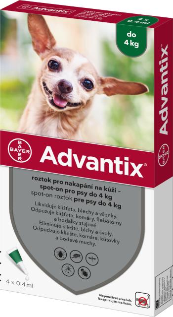 Advantix pro psy spot-on do 4 kg 4 x 0.4 ml