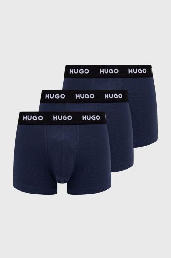 Boxerky HUGO (3-pack) pánské, tmavomodrá barva